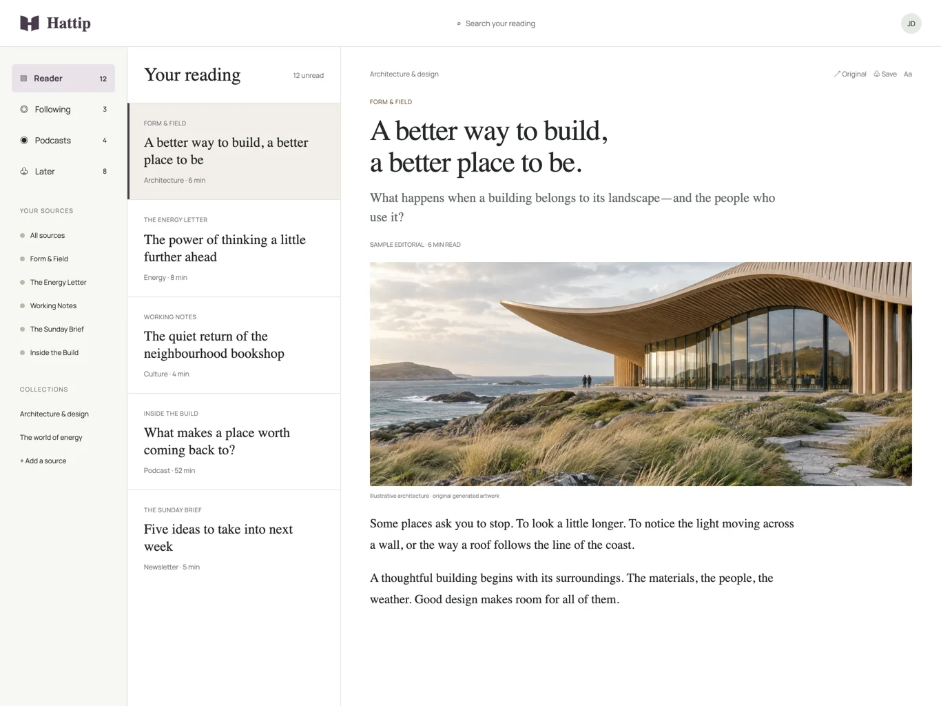 Planned iPad app represented by a landscape reader concept
